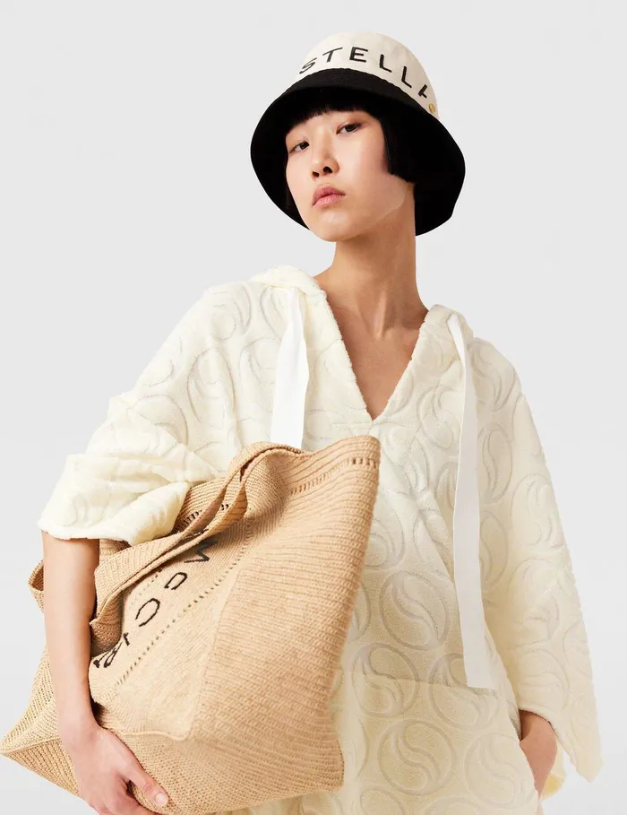 Stella McCartney Hats And Scarves Women Logo Monochrome Visor Natural Stella McCartney Hats And Scarves Women Logo Monochrome Visor Natural