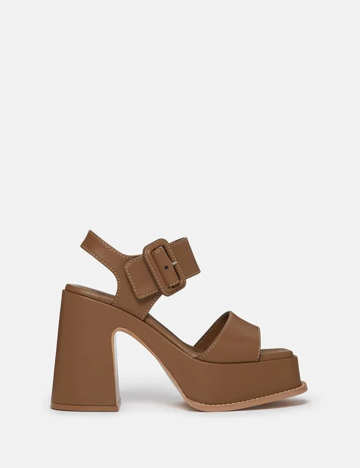 Stella McCartney Heels Women Skyla Buckled Platform Sandals Pitch Black