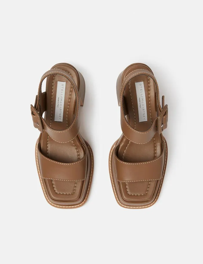 Stella McCartney Heels Women Skyla Buckled Platform Sandals Pitch Black Stella McCartney Heels Women Skyla Buckled Platform Sandals Pitch Black