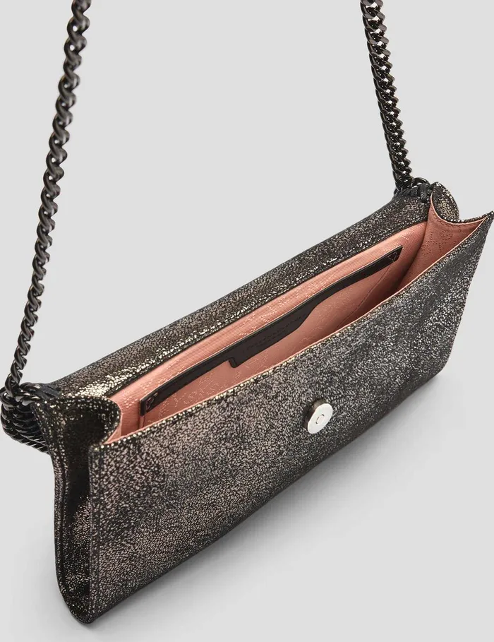 Stella McCartney Iconic Falabella Women Falabella Wallet Crossbody Bag Dark Grey Metallic Stella McCartney Iconic Falabella Women Falabella Wallet Crossbody Bag Dark Grey Metallic