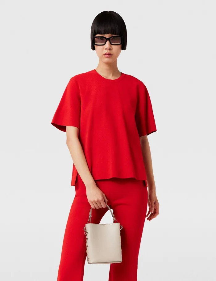 Stella McCartney Knitwear Women Boxy Short Sleeve Tshirt Lipstick Red Stella McCartney Knitwear Women Boxy Short Sleeve Tshirt Lipstick Red