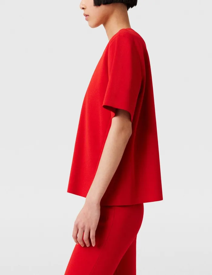 Stella McCartney Knitwear Women Boxy Short Sleeve Tshirt Lipstick Red Stella McCartney Knitwear Women Boxy Short Sleeve Tshirt Lipstick Red