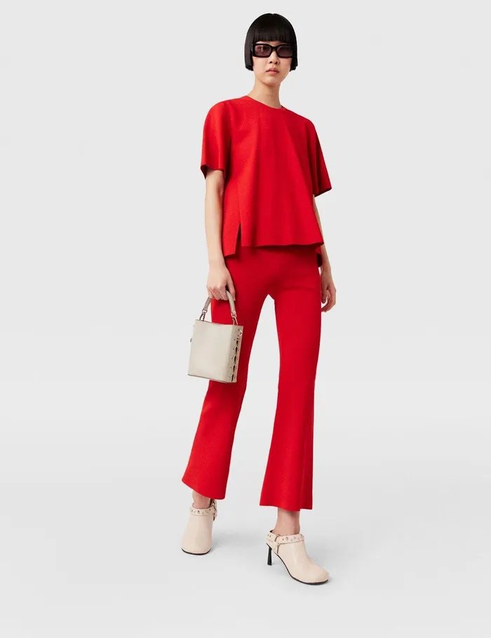 Stella McCartney Knitwear Women Boxy Short Sleeve Tshirt Lipstick Red Stella McCartney Knitwear Women Boxy Short Sleeve Tshirt Lipstick Red