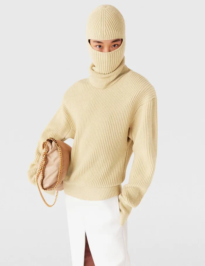 Stella McCartney Knitwear Women Ribbed Balaclava Lemon Yellow Stella McCartney Knitwear Women Ribbed Balaclava Lemon Yellow