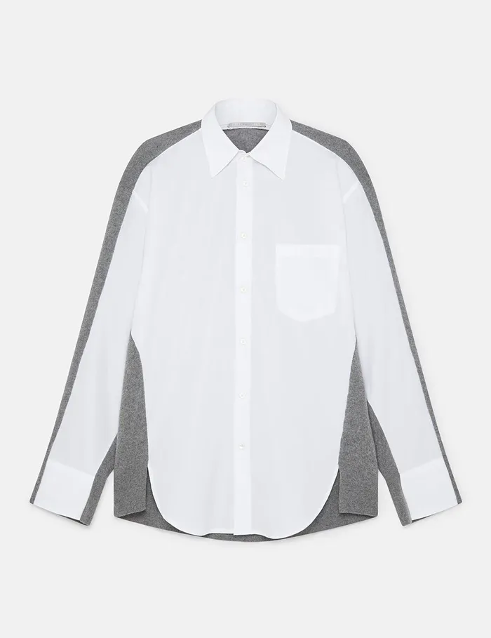 Stella McCartney Knitwear Women Shirting Details Long Sleeve Sweater Storm Grey Stella McCartney Knitwear Women Shirting Details Long Sleeve Sweater Storm Grey