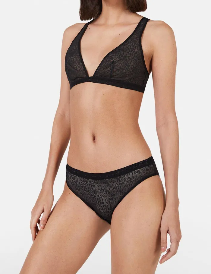 Stella McCartney Lingerie And Sleepwear Women Monogram Mesh Bikini Briefs Black Stella McCartney Lingerie And Sleepwear Women Monogram Mesh Bikini Briefs Black