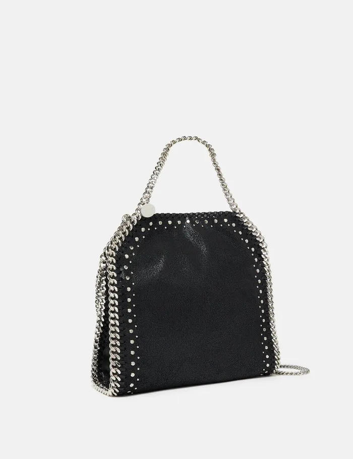 Stella McCartney Mini Bags And Clutches Women Falabella Studded Mini Tote Bag Pitch Black Stella McCartney Mini Bags And Clutches Women Falabella Studded Mini Tote Bag Pitch Black