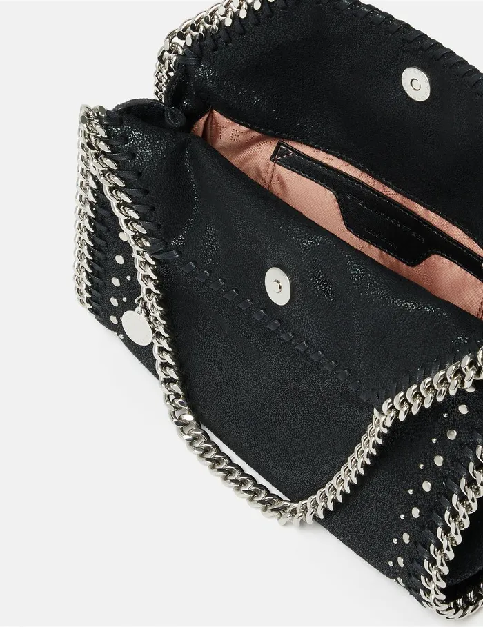 Stella McCartney Mini Bags And Clutches Women Falabella Studded Mini Tote Bag Pitch Black Stella McCartney Mini Bags And Clutches Women Falabella Studded Mini Tote Bag Pitch Black