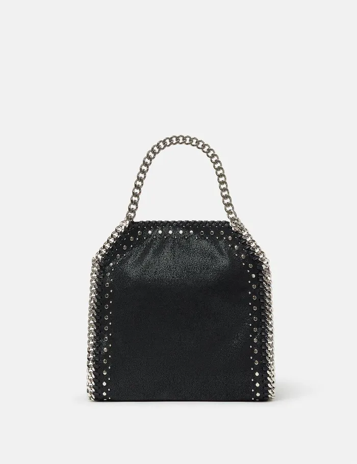 Stella McCartney Mini Bags And Clutches Women Falabella Studded Mini Tote Bag Pitch Black Stella McCartney Mini Bags And Clutches Women Falabella Studded Mini Tote Bag Pitch Black