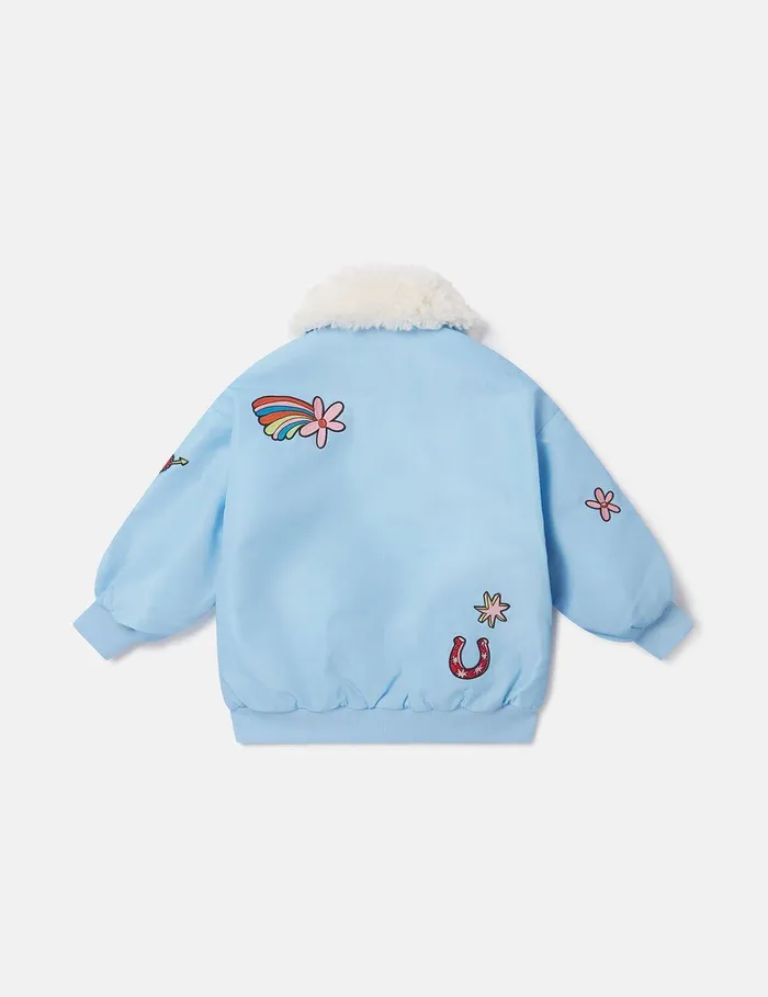 Stella McCartney Outerwear Kids Stella Graphic Bomber Jacket Lavender Stella McCartney Outerwear Kids Stella Graphic Bomber Jacket Lavender