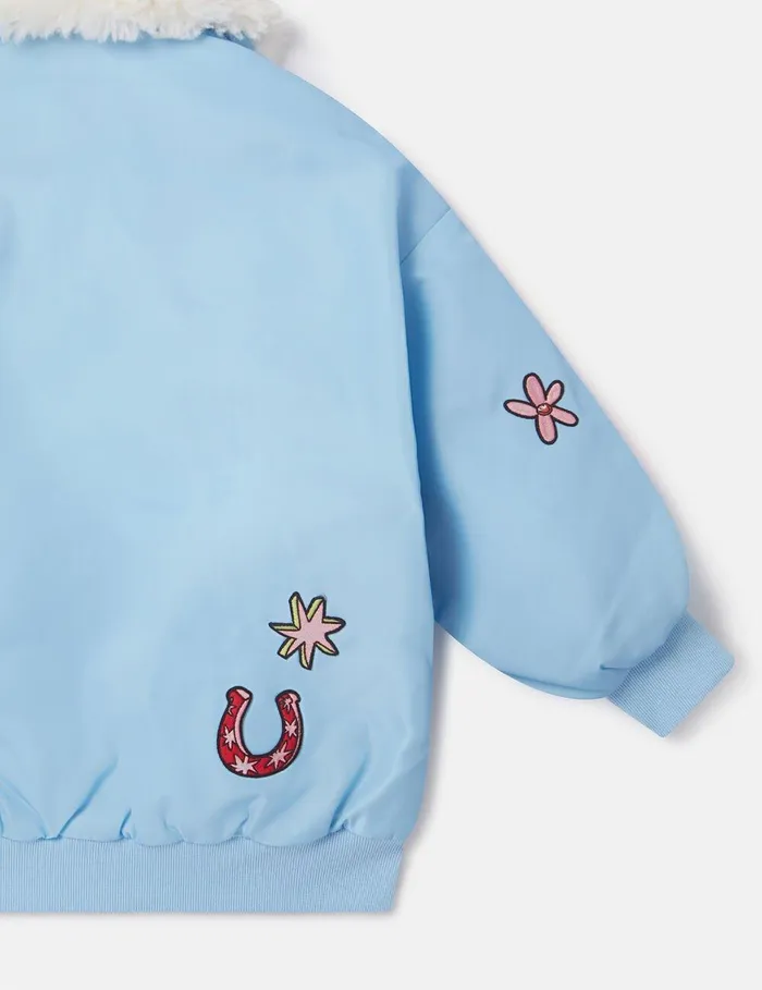 Stella McCartney Outerwear Kids Stella Graphic Bomber Jacket Lavender Stella McCartney Outerwear Kids Stella Graphic Bomber Jacket Lavender