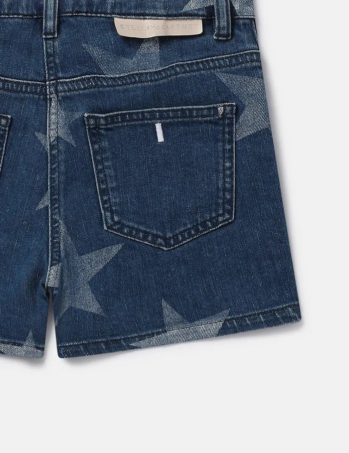Stella McCartney Pants and Shorts Kids Star Print Denim Shorts Blue Stella McCartney Pants and Shorts Kids Star Print Denim Shorts Blue