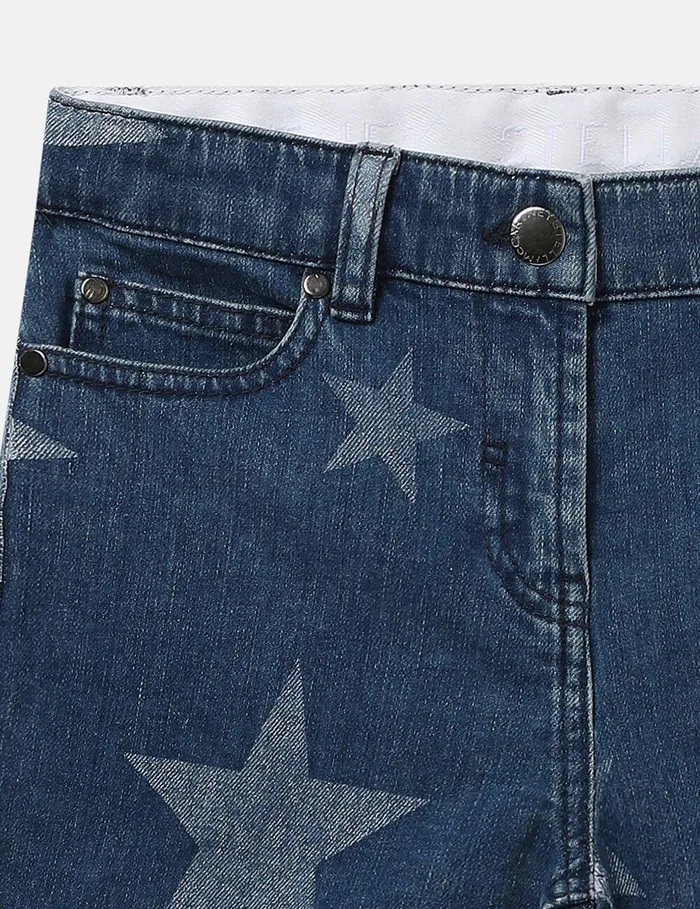 Stella McCartney Pants and Shorts Kids Star Print Denim Shorts Blue Stella McCartney Pants and Shorts Kids Star Print Denim Shorts Blue