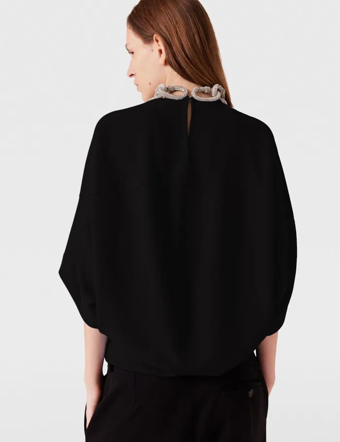 Stella McCartney Shirts And Tops Women Crystal Chain ShortSleeve Top Black Stella McCartney Shirts And Tops Women Crystal Chain ShortSleeve Top Black