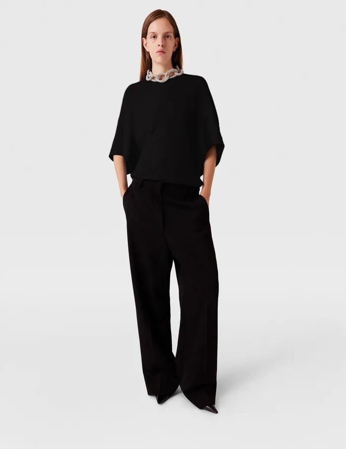 Stella McCartney Shirts And Tops Women Crystal Chain ShortSleeve Top Black Stella McCartney Shirts And Tops Women Crystal Chain ShortSleeve Top Black