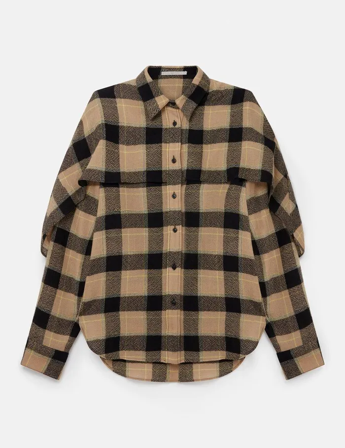 Stella McCartney Shirts And Tops Women Layered Check Shirt Beige And Black