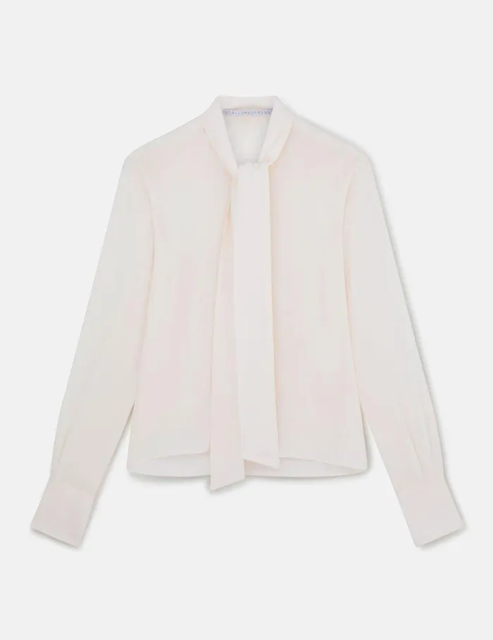 Stella McCartney Shirts And Tops Women Silk Crpe De Chine Pussybow Shirt Cream Stella McCartney Shirts And Tops Women Silk Crpe De Chine Pussybow Shirt Cream