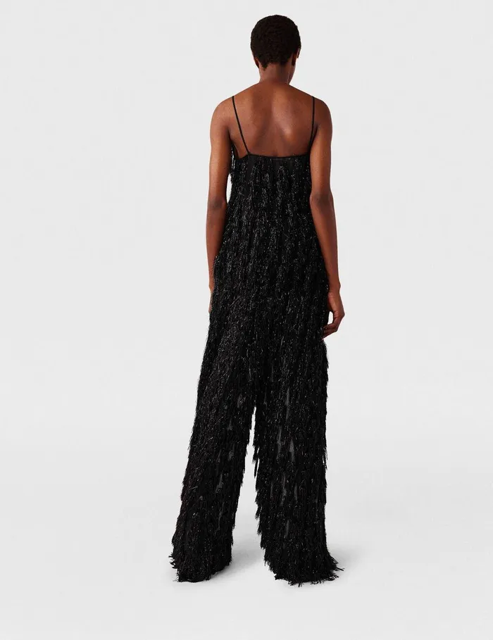 Stella McCartney Shirts And Tops Women Sleeveless Glitter Tassel VNeck Top Black Glitter Stella McCartney Shirts And Tops Women Sleeveless Glitter Tassel VNeck Top Black Glitter