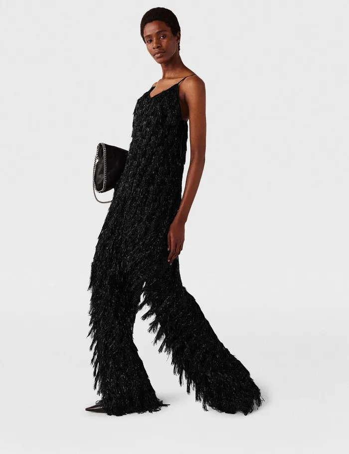 Stella McCartney Shirts And Tops Women Sleeveless Glitter Tassel VNeck Top Black Glitter Stella McCartney Shirts And Tops Women Sleeveless Glitter Tassel VNeck Top Black Glitter