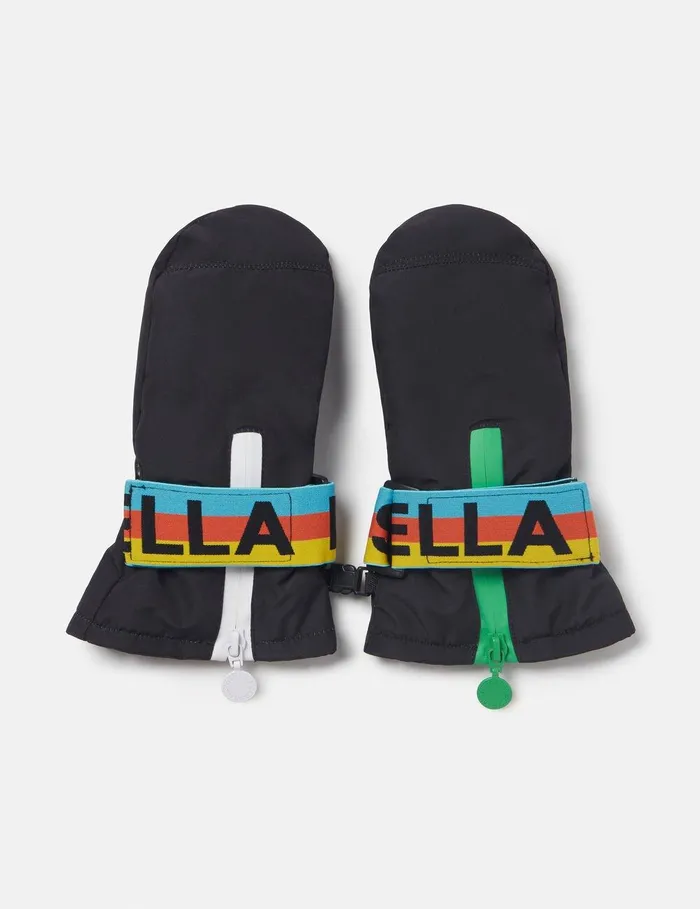 Stella McCartney Shoes And Accessories Kids Branded Strap Ski Mittens Black