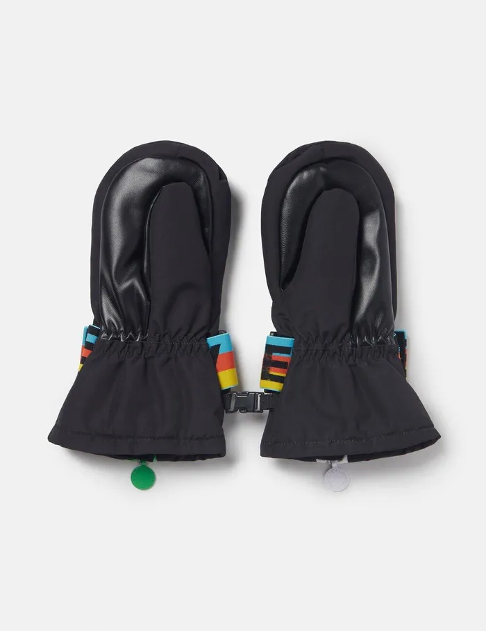 Stella McCartney Shoes And Accessories Kids Branded Strap Ski Mittens Black Stella McCartney Shoes And Accessories Kids Branded Strap Ski Mittens Black
