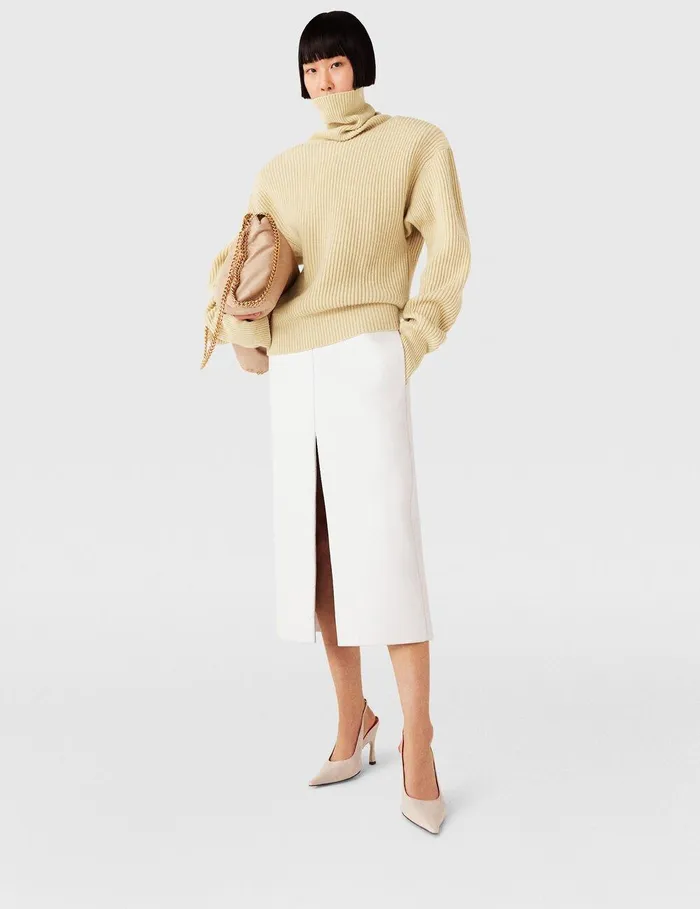 Stella McCartney Skirts Women Crackled Finish Midi Skirt Pure White Stella McCartney Skirts Women Crackled Finish Midi Skirt Pure White