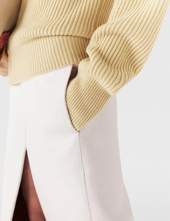 Stella McCartney Skirts Women Crackled Finish Midi Skirt Pure White Stella McCartney Skirts Women Crackled Finish Midi Skirt Pure White