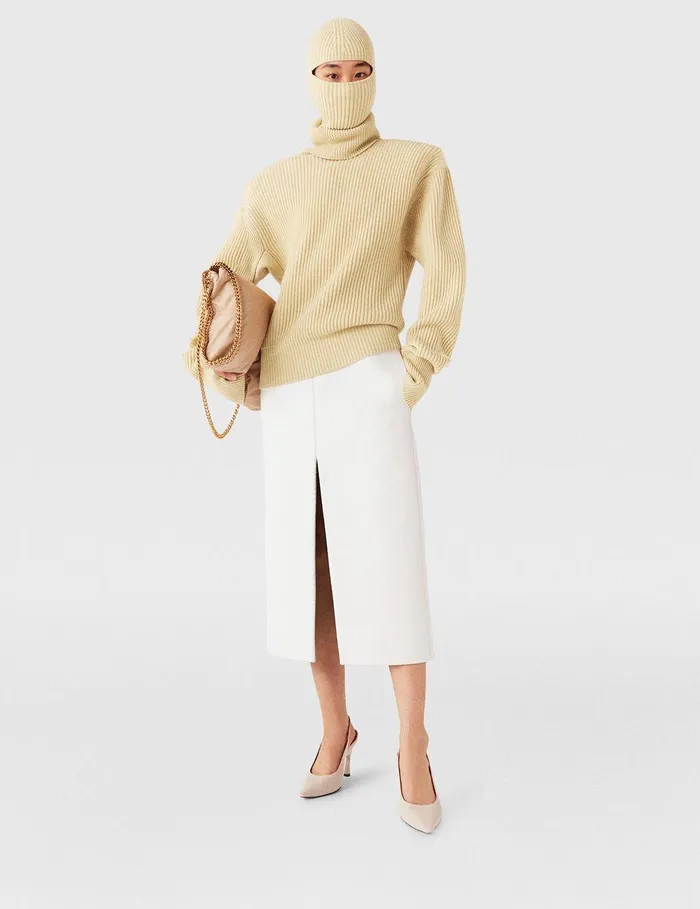 Stella McCartney Skirts Women Crackled Finish Midi Skirt Pure White Stella McCartney Skirts Women Crackled Finish Midi Skirt Pure White