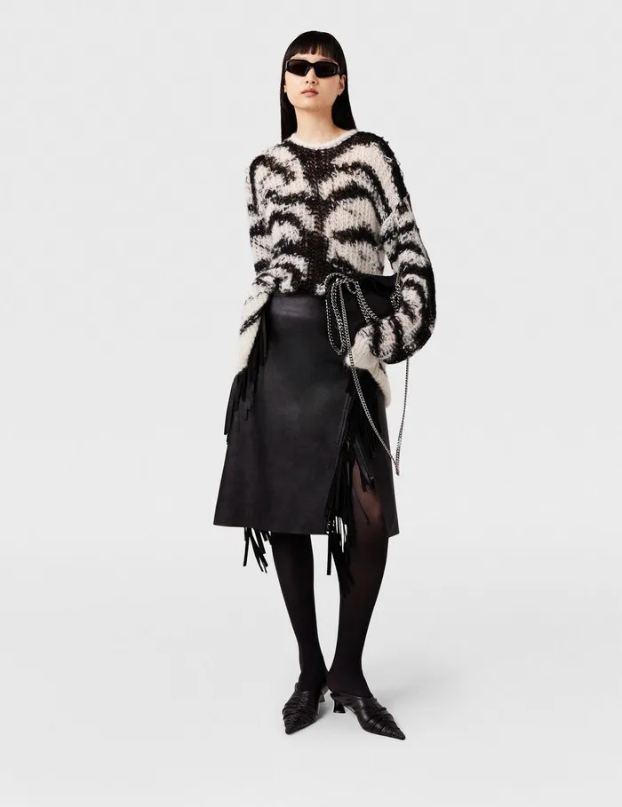 Stella McCartney Skirts Women Fringe Alter Mat Midi Skirt Midnight Black Stella McCartney Skirts Women Fringe Alter Mat Midi Skirt Midnight Black