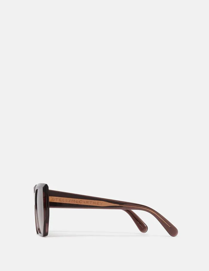 Stella McCartney Sunglasses Women Chunky Square CatEye Sunglasses Glossy Dark Chocolate And Gold Stella McCartney Sunglasses Women Chunky Square CatEye Sunglasses Glossy Dark Chocolate And Gold