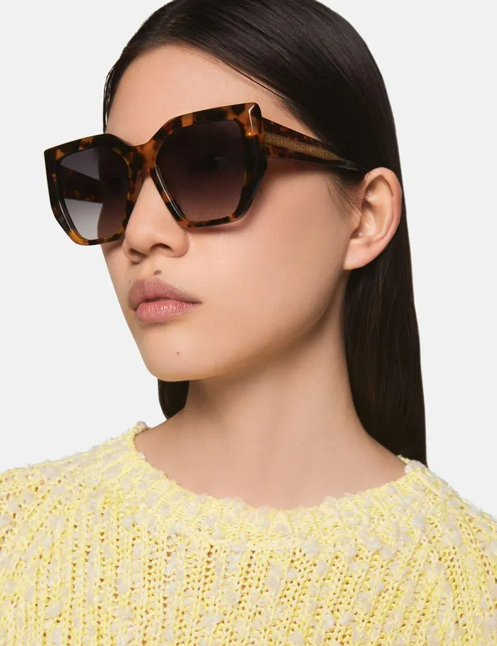 Stella McCartney Sunglasses Women Chunky Square CatEye Sunglasses Glossy Dark Havana Stella McCartney Sunglasses Women Chunky Square CatEye Sunglasses Glossy Dark Havana