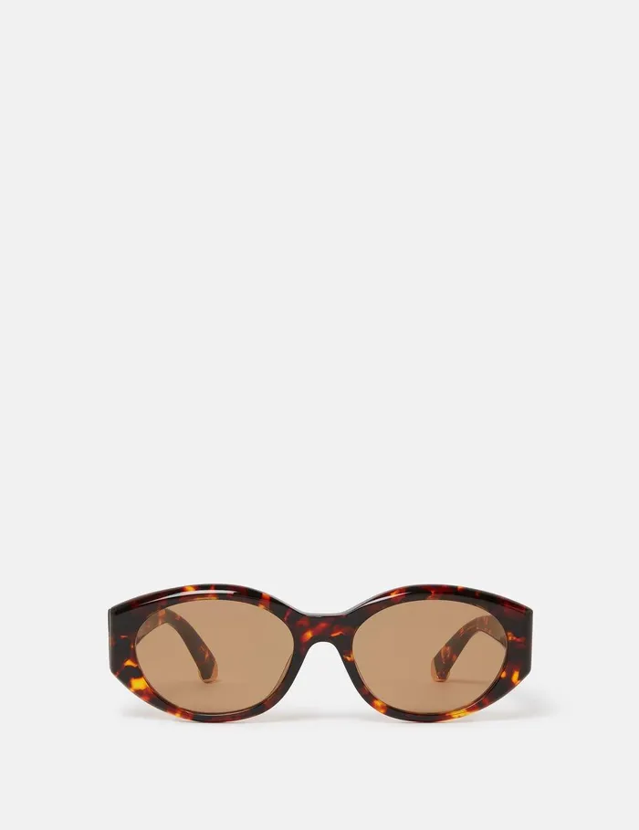 Stella McCartney Sunglasses Women Falabella Oval Sunglasses Glossy Dark Havana Stella McCartney Sunglasses Women Falabella Oval Sunglasses Glossy Dark Havana