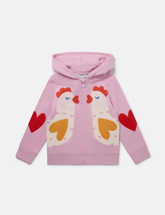 Stella McCartney Sweaters and Cardigans Kids Chicken Graphic Zipper Sweatshirt Pink
