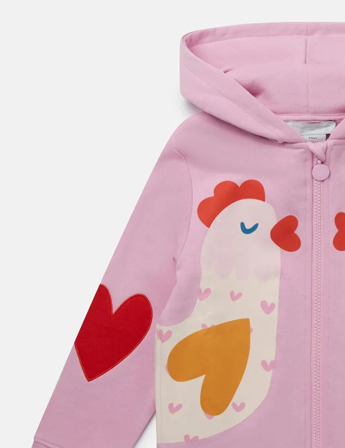 Stella McCartney Sweaters and Cardigans Kids Chicken Graphic Zipper Sweatshirt Pink Stella McCartney Sweaters and Cardigans Kids Chicken Graphic Zipper Sweatshirt Pink