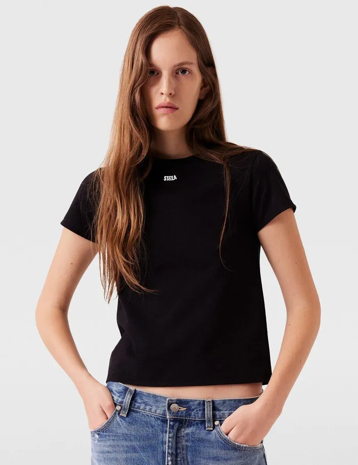 Stella McCartney Sweatshirts And TShirts Women Logo Charm TShirt Black Stella McCartney Sweatshirts And TShirts Women Logo Charm TShirt Black