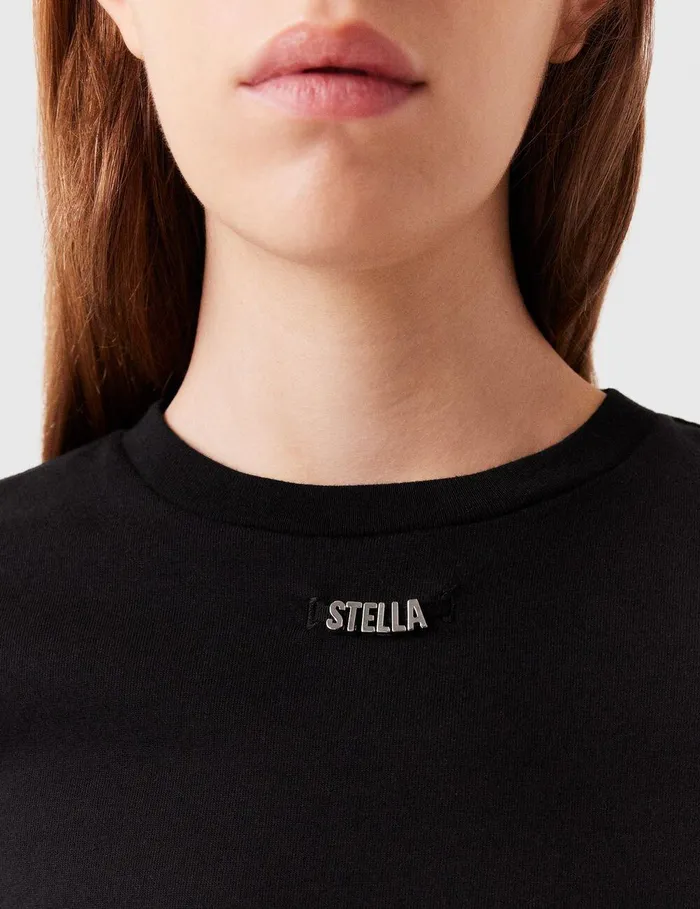 Stella McCartney Sweatshirts And TShirts Women Logo Charm TShirt Black Stella McCartney Sweatshirts And TShirts Women Logo Charm TShirt Black