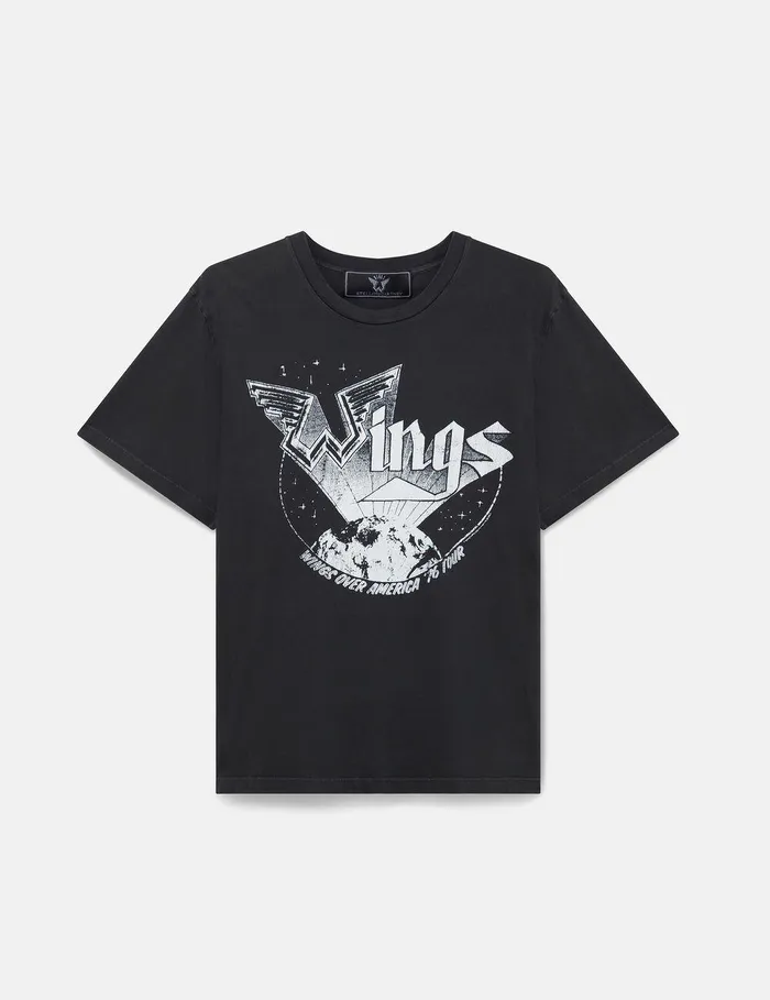 Stella McCartney Sweatshirts And TShirts Women Wings Graphic Cotton TShirt Gunmetal Grey Stella McCartney Sweatshirts And TShirts Women Wings Graphic Cotton TShirt Gunmetal Grey