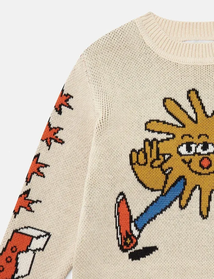 Stella McCartney TShirts And Sweatshirt Kids Cosmic Cowboy Knitted Graphic Sweater Beige Stella McCartney TShirts And Sweatshirt Kids Cosmic Cowboy Knitted Graphic Sweater Beige
