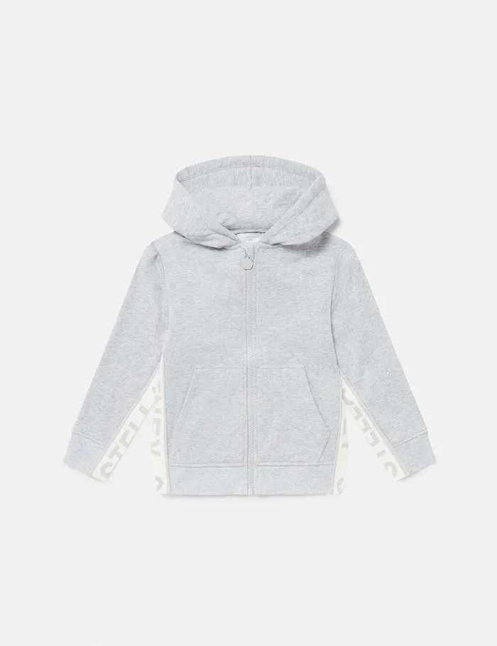 Stella McCartney TShirts And Sweatshirt Kids Logo Graphic Hooded Zipper Sweatshirt Grey Stella McCartney TShirts And Sweatshirt Kids Logo Graphic Hooded Zipper Sweatshirt Grey