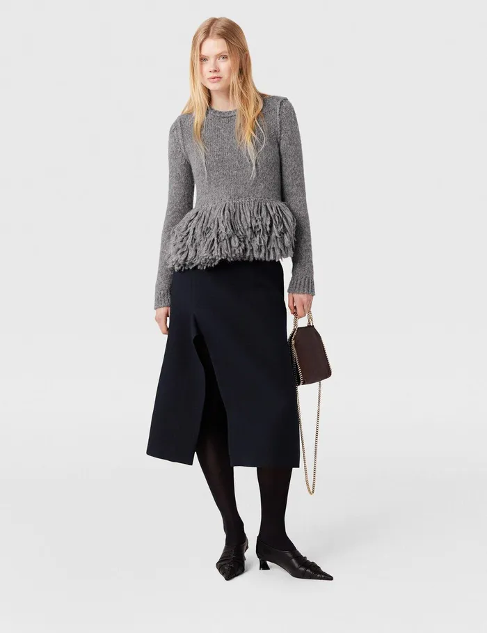 Stella McCartney Tailoring Women KickFlare Midi Skirt Midnight Black Stella McCartney Tailoring Women KickFlare Midi Skirt Midnight Black