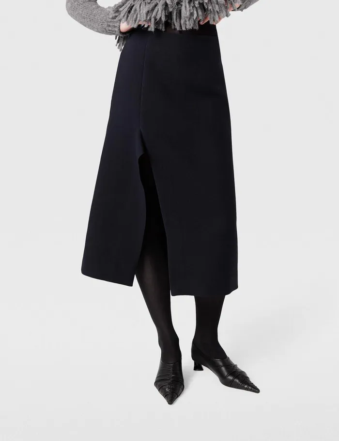 Stella McCartney Tailoring Women KickFlare Midi Skirt Midnight Black Stella McCartney Tailoring Women KickFlare Midi Skirt Midnight Black