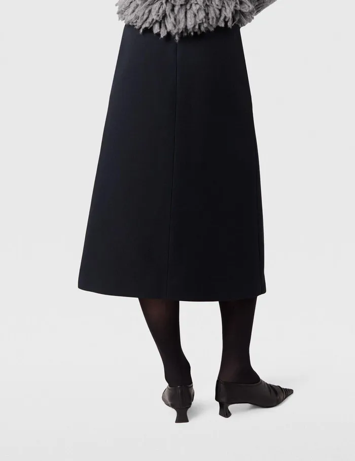 Stella McCartney Tailoring Women KickFlare Midi Skirt Midnight Black Stella McCartney Tailoring Women KickFlare Midi Skirt Midnight Black