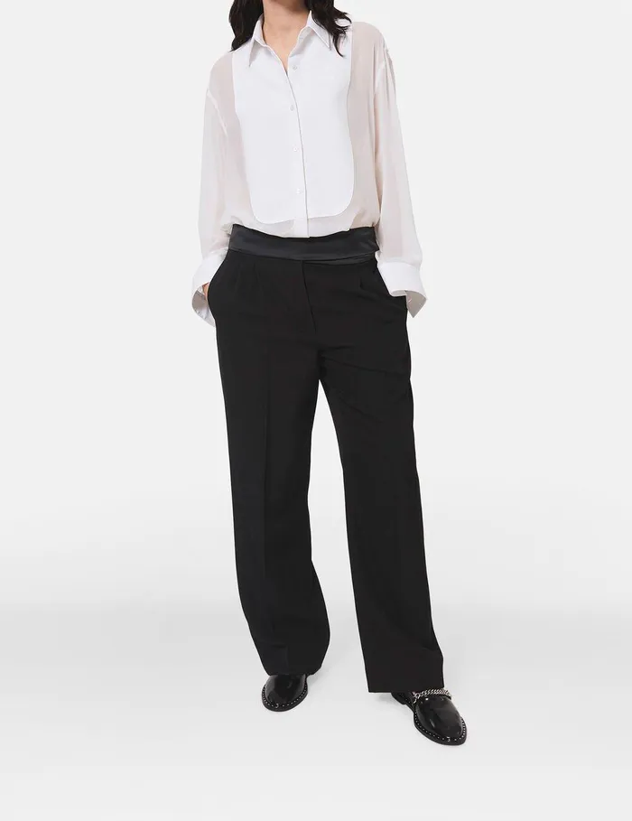 Stella McCartney Tailoring Women Wide Leg Tuxedo Trousers Black Stella McCartney Tailoring Women Wide Leg Tuxedo Trousers Black