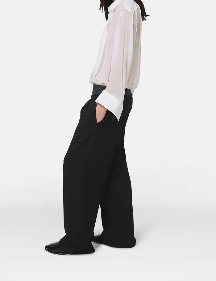 Stella McCartney Tailoring Women Wide Leg Tuxedo Trousers Black Stella McCartney Tailoring Women Wide Leg Tuxedo Trousers Black
