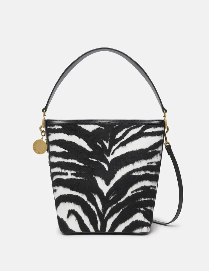 Stella McCartney TopHandle Bags Women Frayme Tiger Pattern Tote Bag Black And White Stella McCartney TopHandle Bags Women Frayme Tiger Pattern Tote Bag Black And White