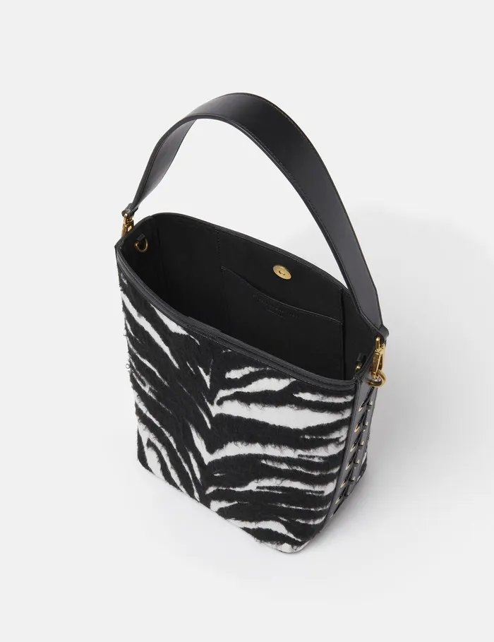 Stella McCartney TopHandle Bags Women Frayme Tiger Pattern Tote Bag Black And White Stella McCartney TopHandle Bags Women Frayme Tiger Pattern Tote Bag Black And White