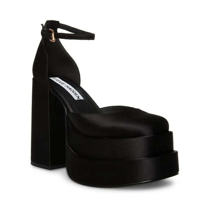 Steve Madden Charlize Black Satin Womens Platforms Steve Madden Charlize Black Satin Womens Platforms