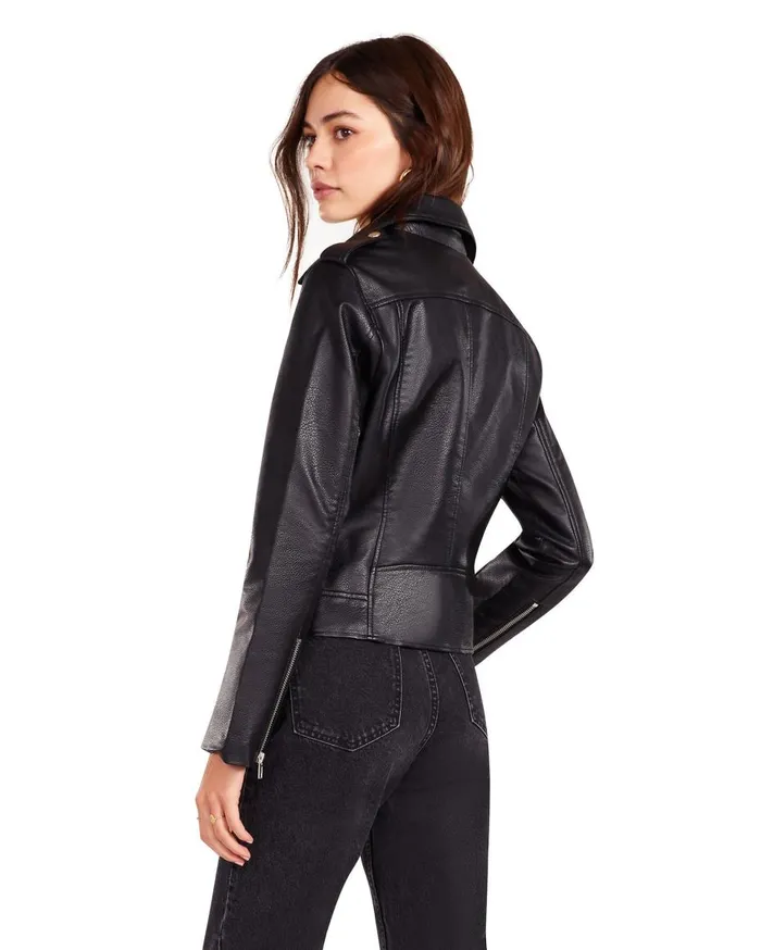 Steve Madden Just Ride Vegan Leather Jacket Black Womens Jackets and Coats