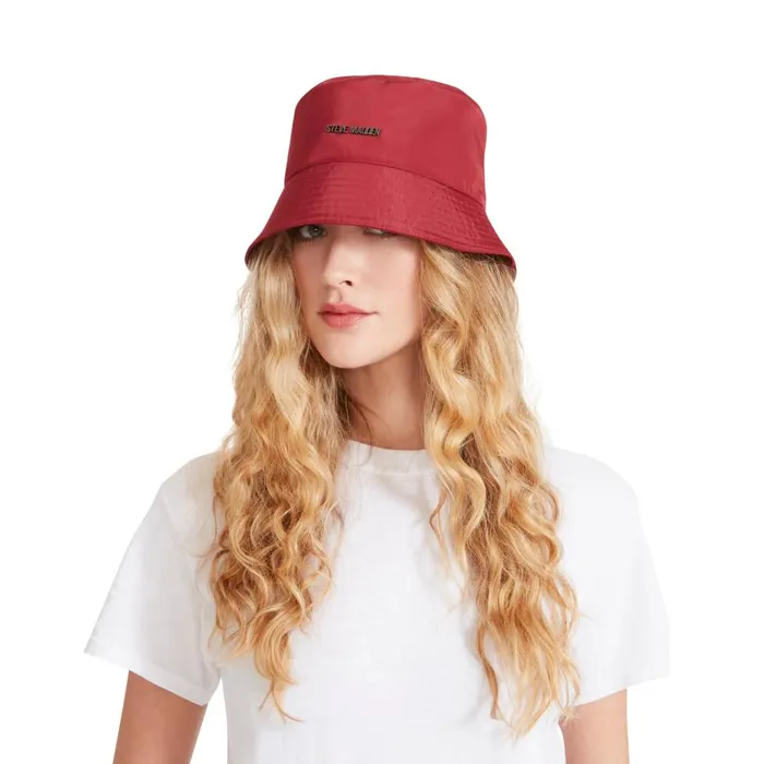 Steve Madden Nylon Bucket Hat Wine Womens Hats and Hair Accessories