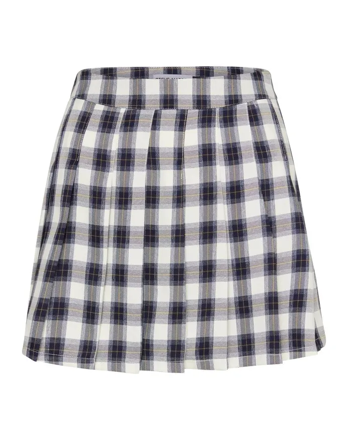 Steve Madden Plaid Pleated Mini Skirt Navy Womens Bottoms Steve Madden Plaid Pleated Mini Skirt Navy Womens Bottoms
